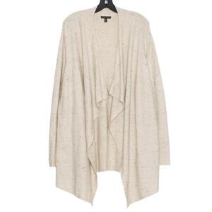 Eileen Fisher Open Front Cardigan Sweater Organic Cotton Wool Beige XL Lagenlook